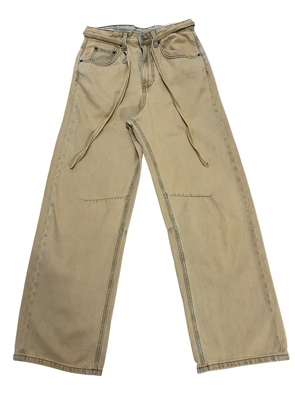 Zara Men’s Tan 100% Cotton 90’s Y2K Streetwear Baggy Fit Straight Leg Jeans-29